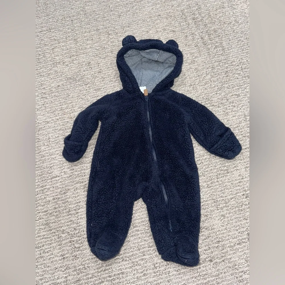 Carter's Navy Blue Fleece Footie with Ears